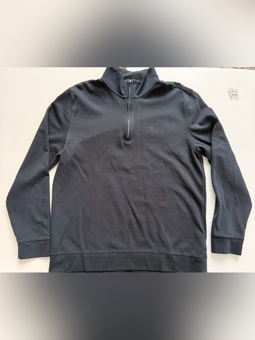 Calvin Klein Men’s Large Black Classic Quarter Zip Pullover CK Logo